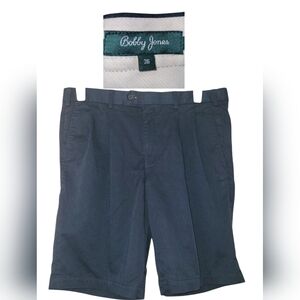 Bobby Jones Mens Flat Front 9" Dress Shorts, Sz W36, Dark Navy, EUC